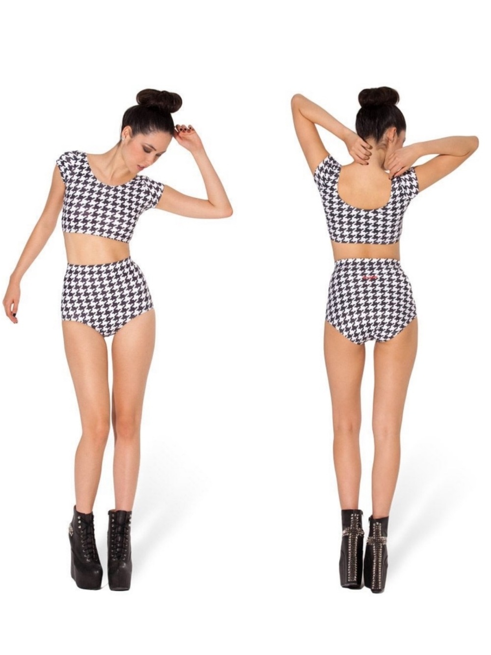 BlackMilk Nana Top and Shorts - 2-Piece Set - RARE Houndstooth Print - XL